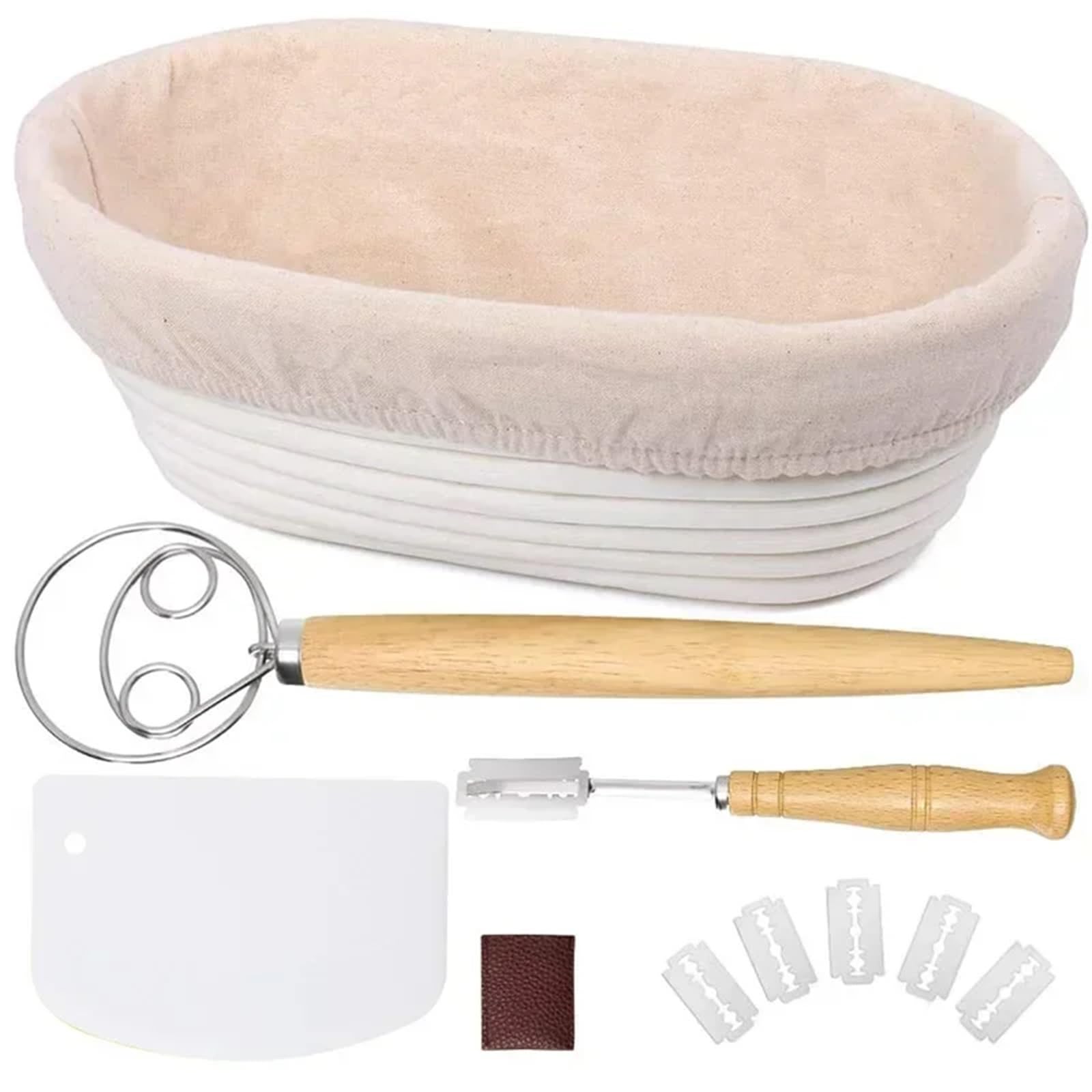 Paniers De Fermentation Du Pain Ensemble d'outils de cuisson, paniers de fermentation de la pâte à pain, panier en rotin for boulangers à domicile Pour La Fermentation Du Pain(Set of 11)