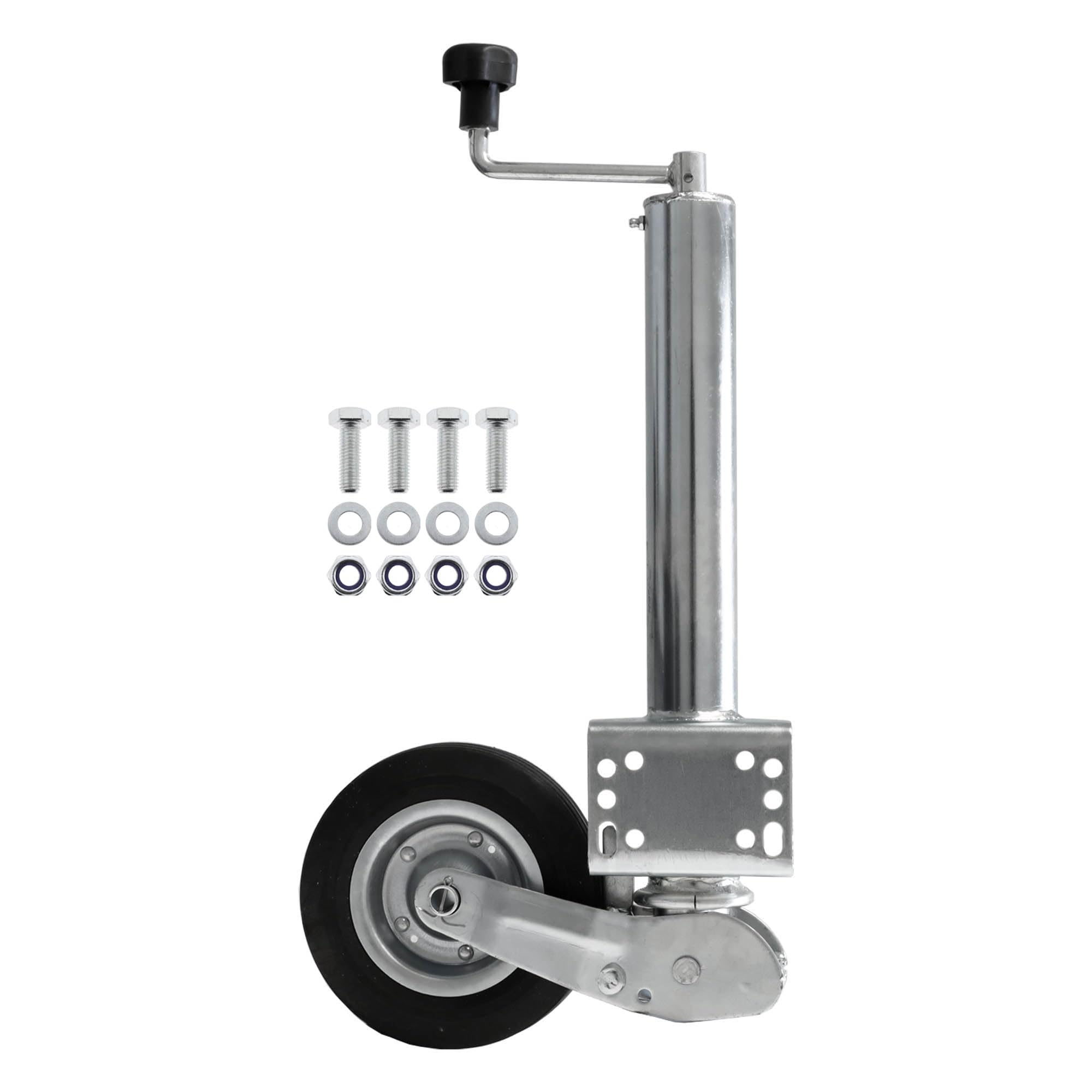 The Drive | Anhänger Stützrad 400KG | vollautomatik | Ø 60mm Rohr mit Anbauflansch | perfekt für Anhänger, Wohnwagen, Trailer (Stützrad – mit Befestigungsset)