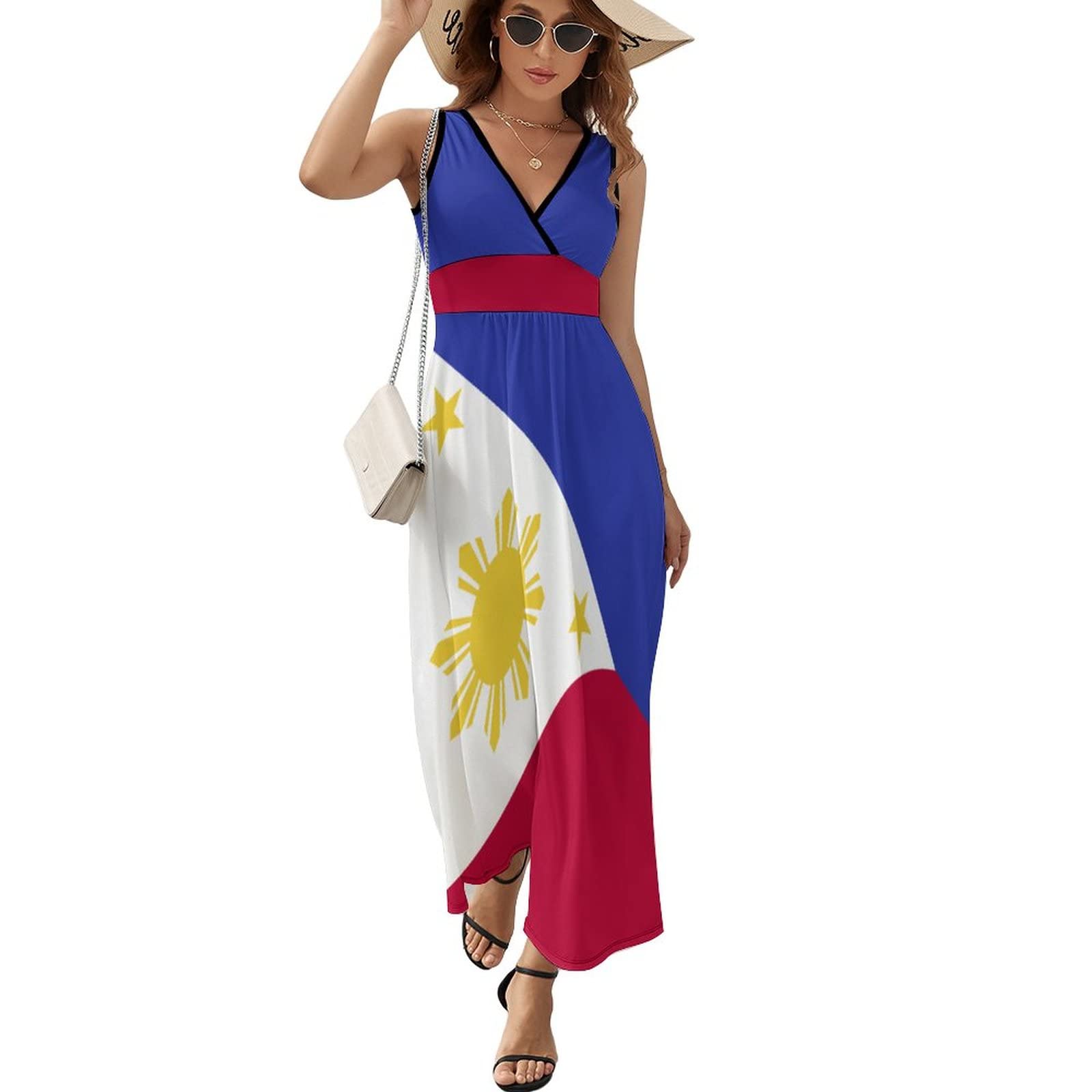 Adugen Origei Philippines Flag Sleeveless Dress Ladies Casual Fashion Body  Dress for Women M at Amazon Women's Clothing store