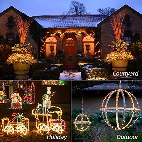 Coniwinli Solar Fairy String Lights,100 LED Copper Wire,Star Twinkle,Warm White 8 Modes Waterproof,Suitable for Indoor and Outdoor Decoration (33FT, Warm White)