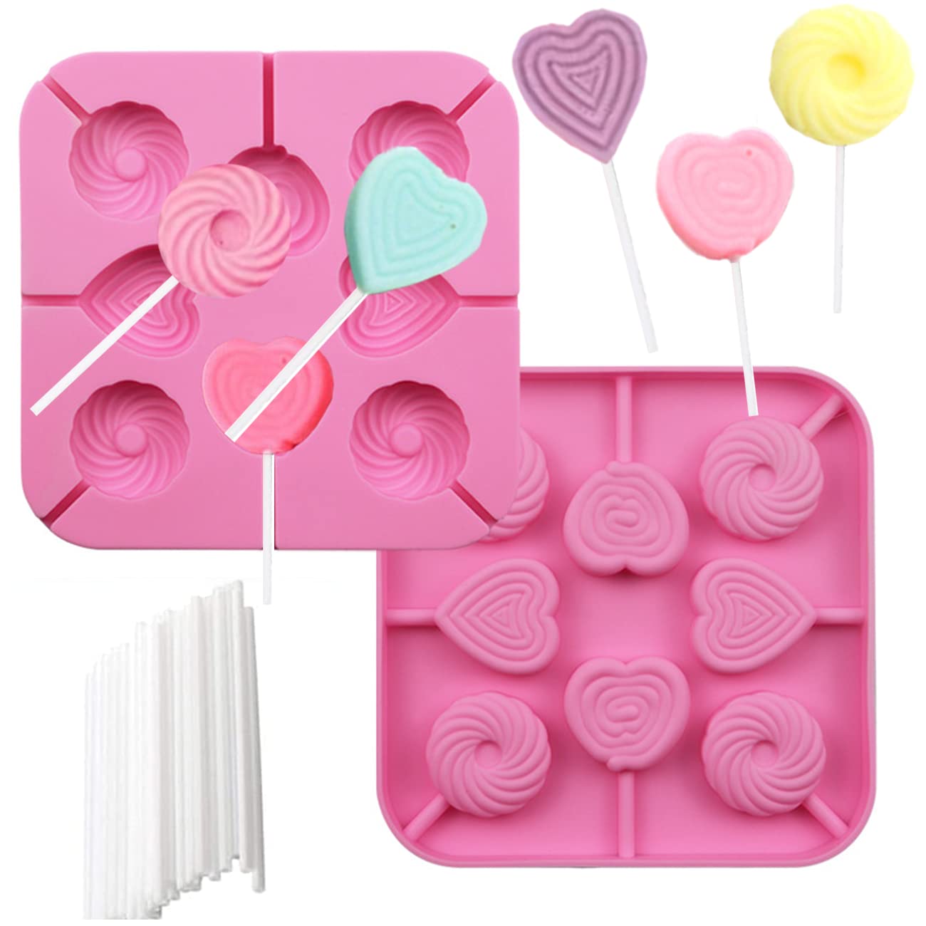 Amazon.co.jp: ラブハート ロリポップキャンディ型 2個 8個 食品