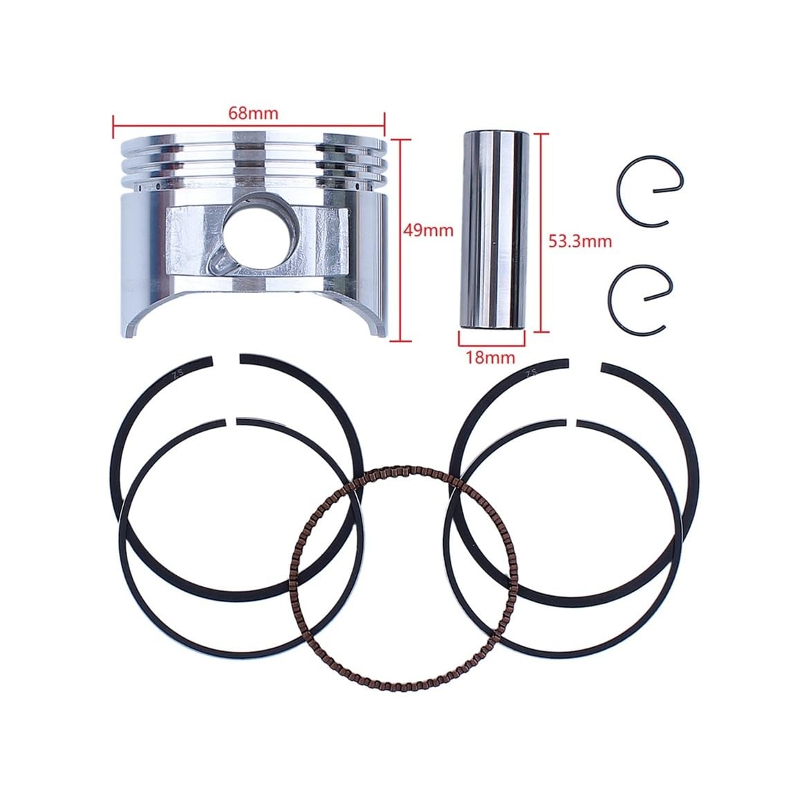 Kit Completo de Juntas for biela y pistón de cortacésped de 68 mm, Compatible con GX160 de 6,5 HP.(2)