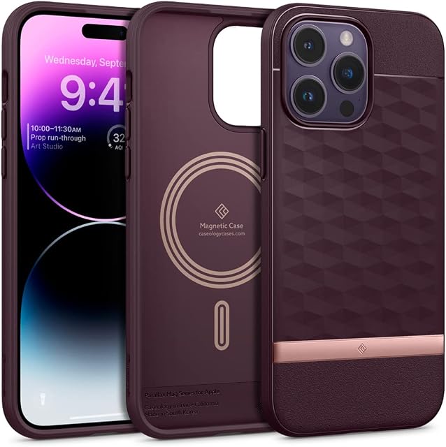 Caseology Parallax Mag Case Compatible with iPhone 14 Pro Max - Burgundy