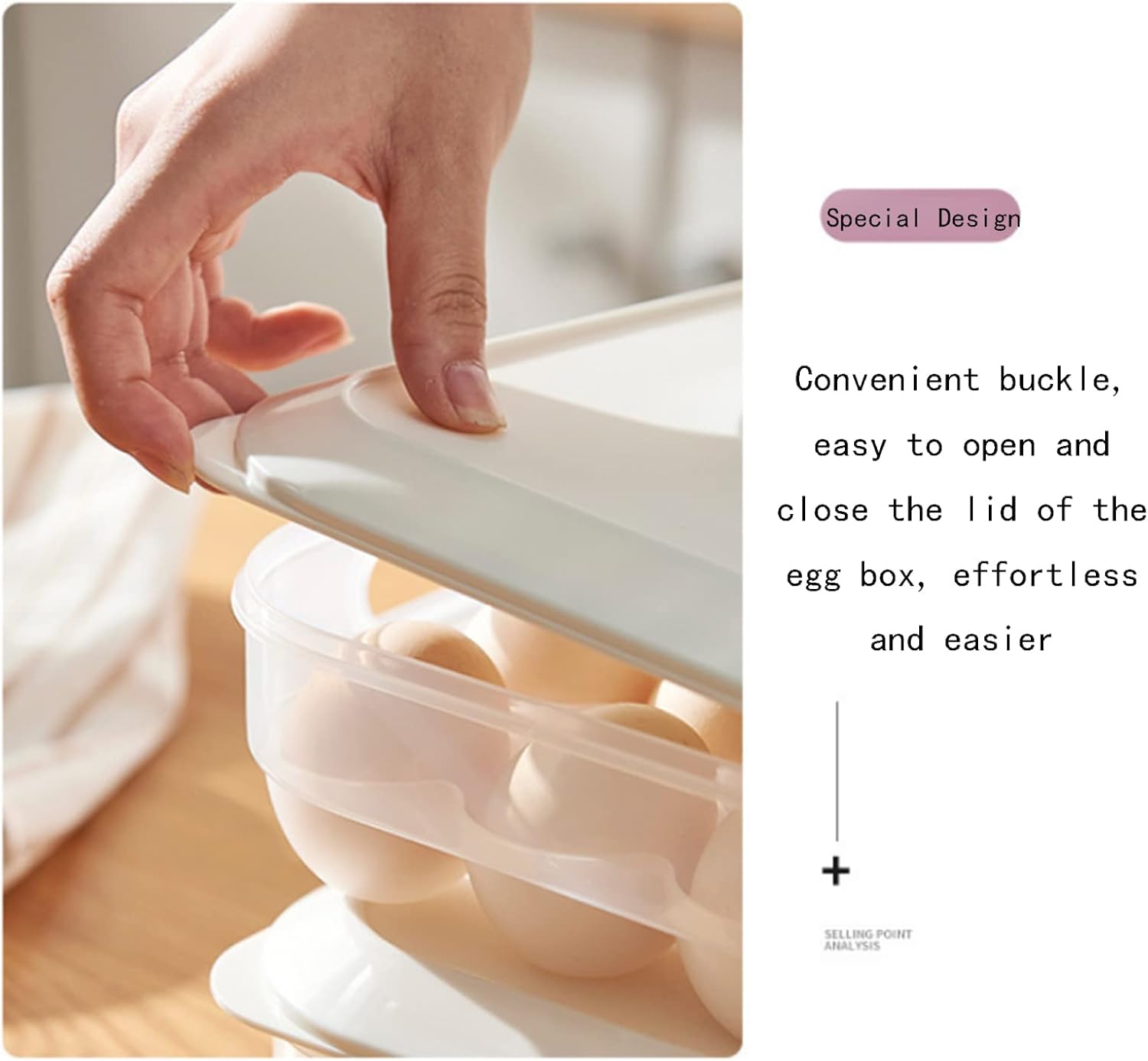 Egg Cartons with Lid Plastic Egg Storage Container Stackable Egg Storage Box Multifunctional Kitchen Egg Carton Portable Egg Storage Box-Ivory White 12x9.05x2.95inch