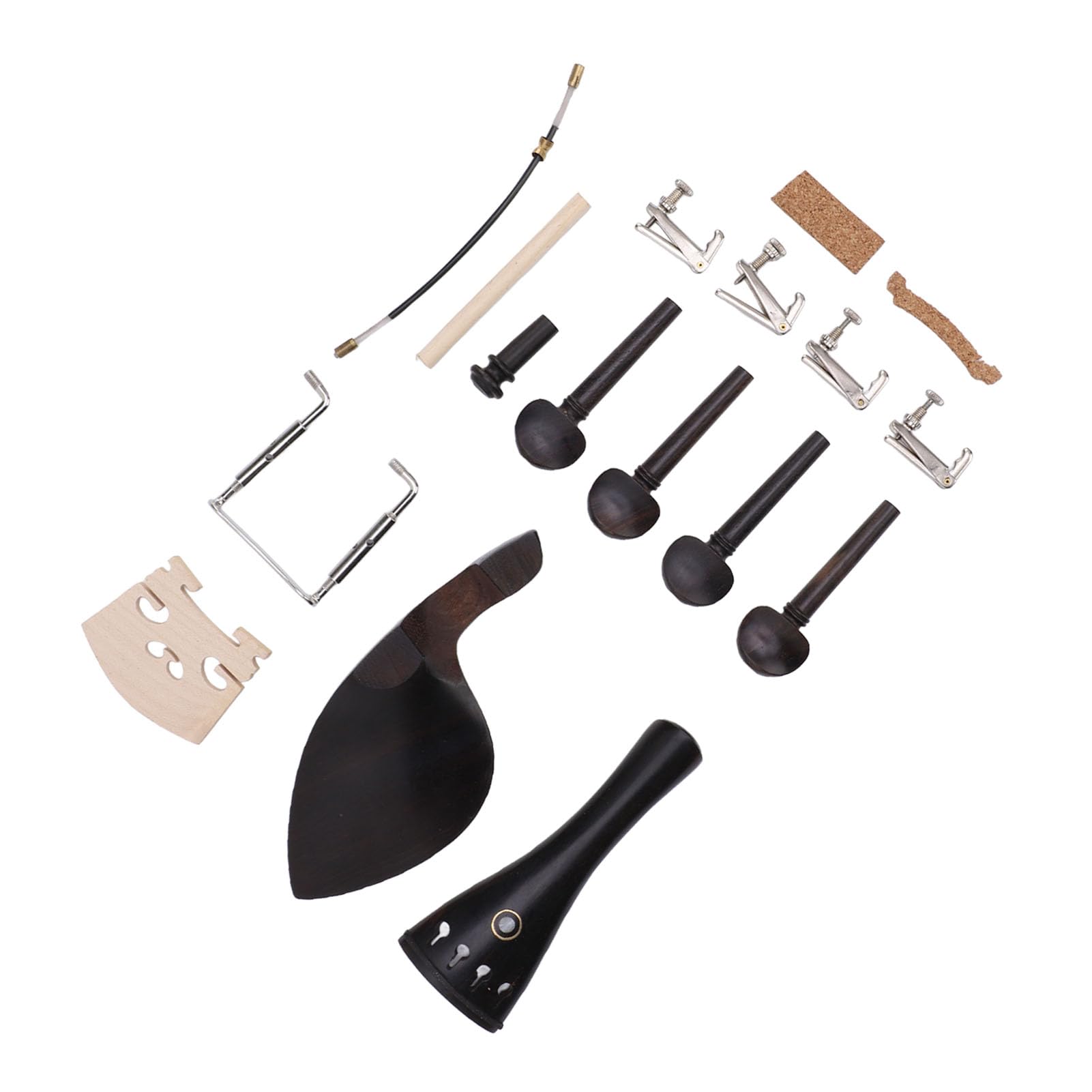 Ensemble d'accessoires pour Violon 15 Pièces, Kit de Pièces de Rechange Universel en Métal ébène pour Violons Pleine Grandeur 3/4 4/4, Kit d'accessoires pour Pièces de Violon