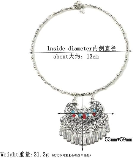 Collier Style Tibétain Frangé - Argent Tibétain Et Turquoise Imitation - Bleu - Neuf Sans Emballage