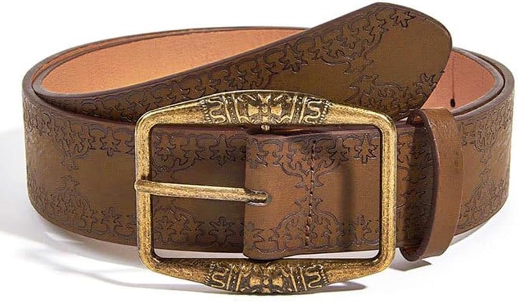 Women Western Belt Vintage Metal Buckle Leather Belts Country Cowboy Cowgirl Belt for Jeans Pant Dress