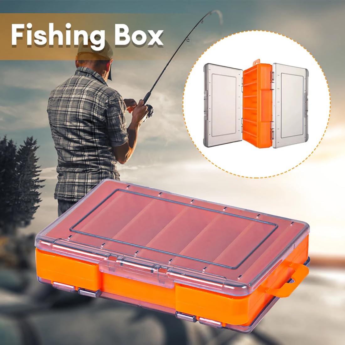 Scatola per esche 6B borsa da pesca Tacklebox Grande arancione 20 * 14 * 4 cm