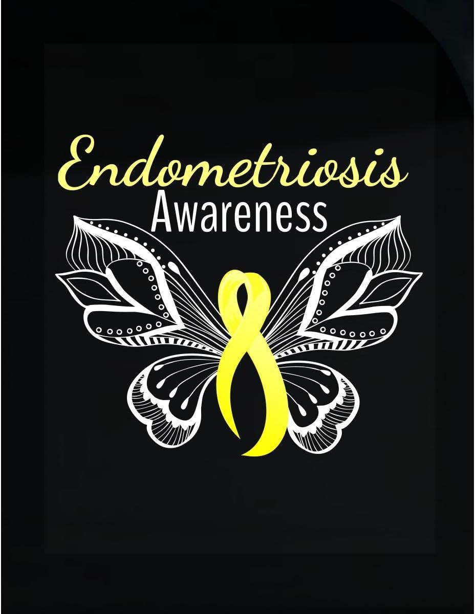 All Causes Endometriosis Awareness Butterfly with Yellow Ribbon - Sticker