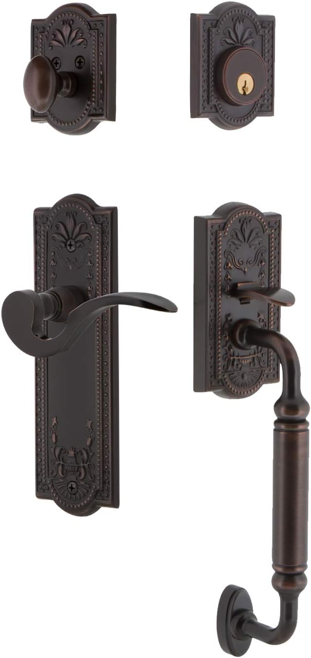 Nostalgic Warehouse Meadows Plate C Grip Entry Set Manor Lever in Antique Brass