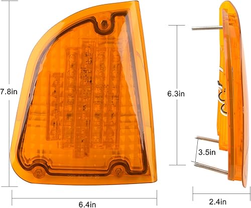 Miniatura 5 de Par de 29 luces LED ámbar delanteras PTC reemplazo de montaje para Kenworth T600 T660 K300 T300 T330 luces de señal de giro LED delanteras luces de