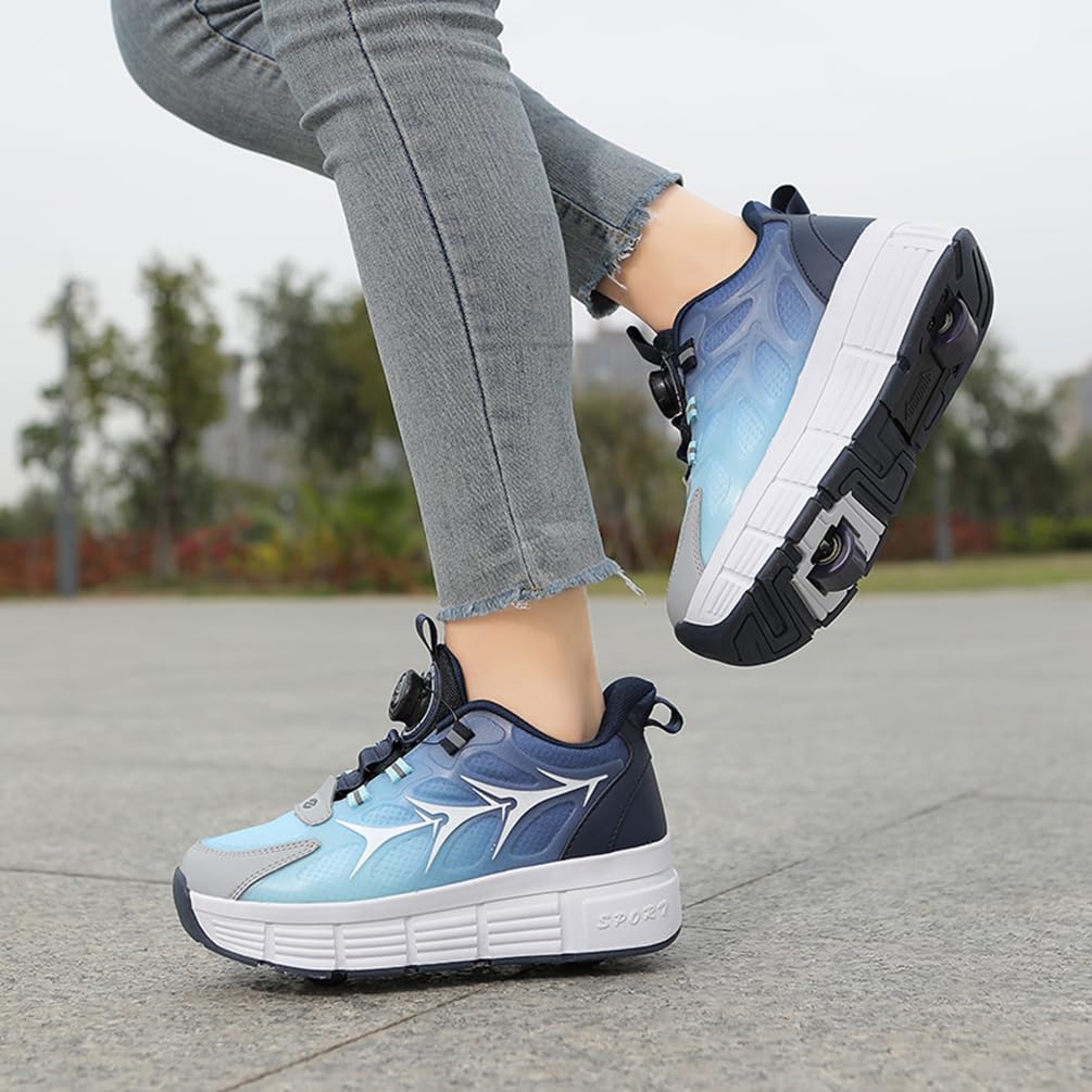 Chaussures de Skateboard Fille Garçon Patins à roulettes Chaussures à roulettes Enfants Filles Patins de Skate à roulettes Sneakers Baskets 2 en 1 Chaussures de Sport avec Roues