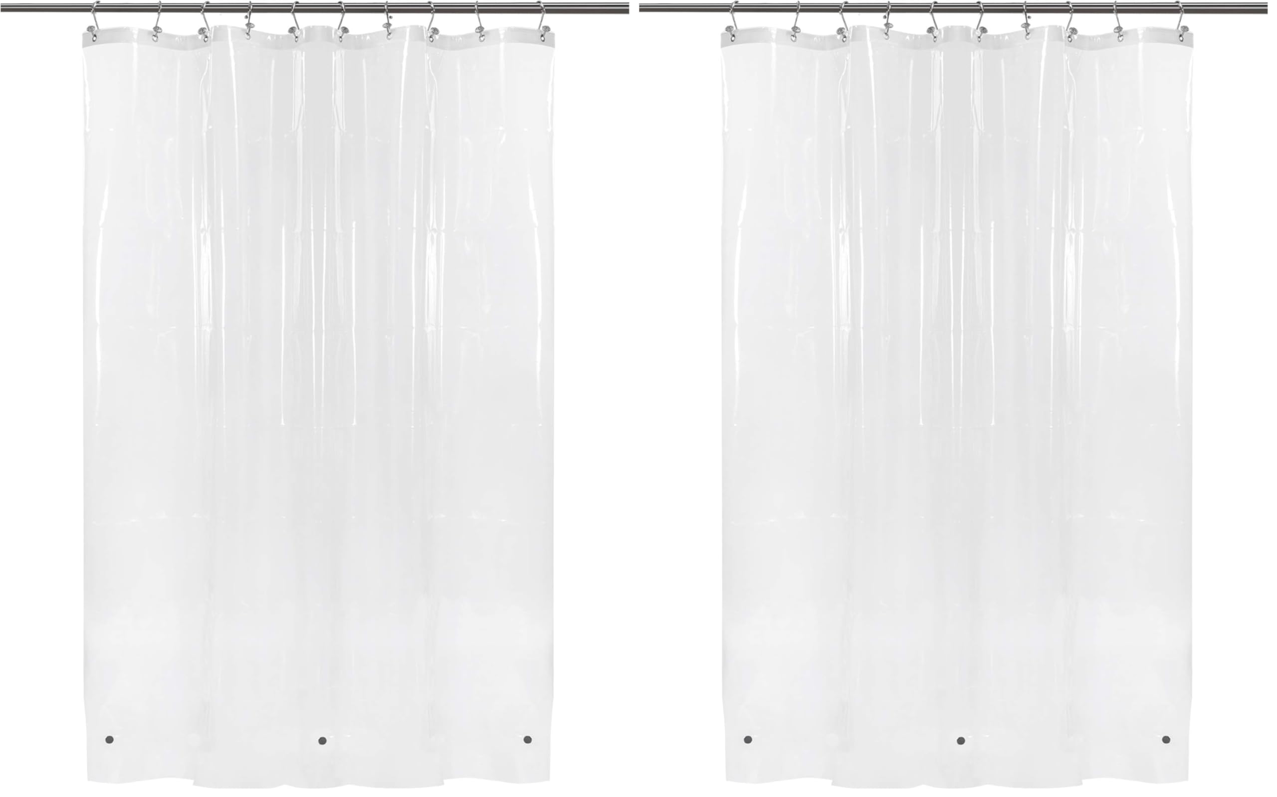Barossa Design 54 inch Wide Stall Shower Curtain Liner with 3 Magnets - PEVA, Waterproof, PVC Free, Metal Grommets, Clear, 54x72 (Pack of 2)