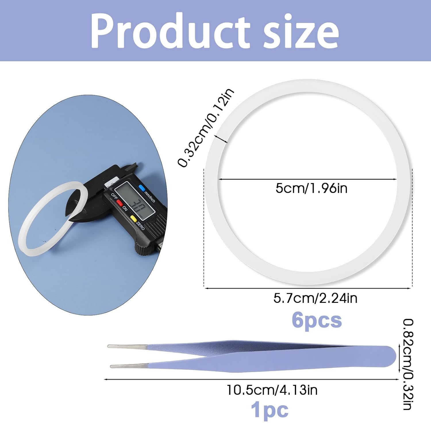 6 Pack Water Bottle Ring Silicone Gasket Replacement Silicone O Ring Seal with Tweezers Compatible with Hydroflask Wide Mouth Flip Lid