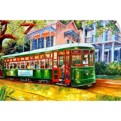 CANVAS ON DEMAND Streetcar in The Garden District Wall Decal, New Orleans Artwork