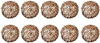 Vista 11 de ARTIBETTER 10 bolas decorativas de vid tejidas a mano, orbes de mimbre marrón claro de 3.93 pulgadas para árbol de Navidad, boda, cafetería, bar