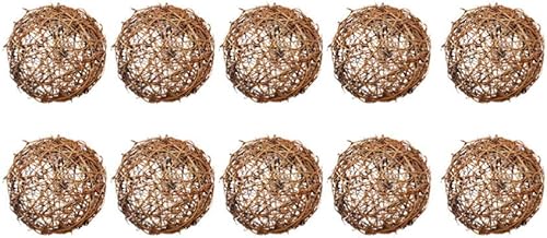 Miniatura 11 de ARTIBETTER 10 bolas decorativas de vid tejidas a mano, orbes de mimbre marrón claro de 3.93 pulgadas para árbol de Navidad, boda, cafetería, bar