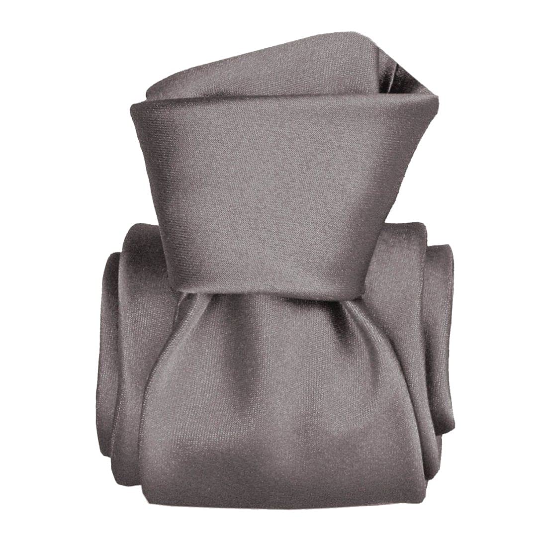 Segni Et Disegni. Cravate Soie. Satin - Gris Satin, Uni - 100% Pure Soie FABRIQUE EN ITALIE.