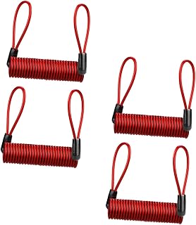 4 piezas Cable de Bloqueo para Freno de Disco con Recordatorio Antirrobo Cable de Acero Resistente Bicicletas Motos y Bicicletas de Montaña de Transparente Rojo