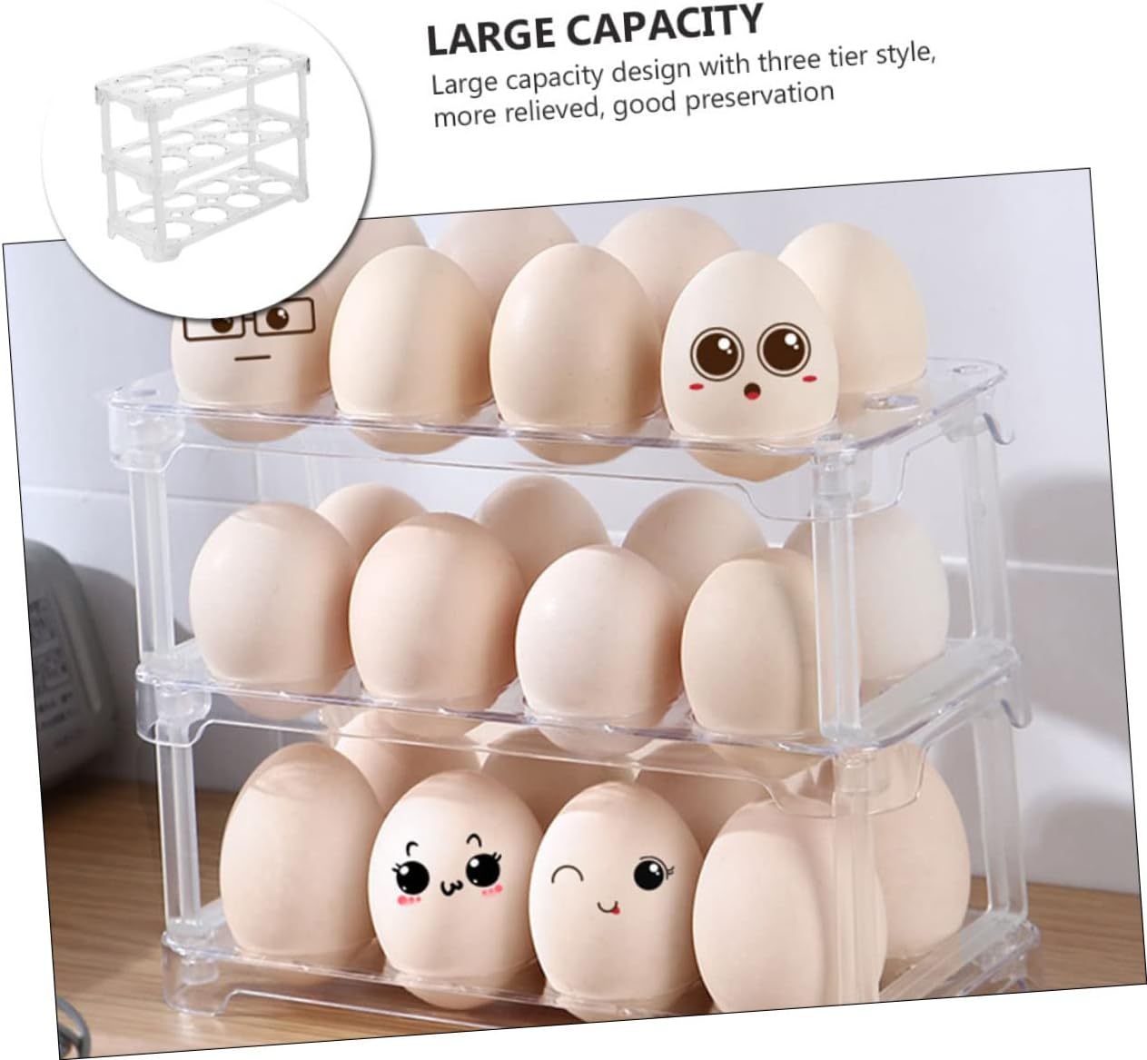 3 Pcs Transparent Egg Lattice Kitchen Supplies Stackable Egg Frame Storage Rack Egg Storage Frame Egg Storage Holder Egg Container Kitchen Egg Tray