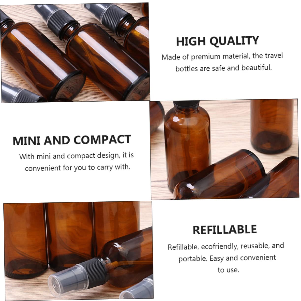 Nachfüllbare Sprühflasche 50ml aus Glas Braun 8 Stück Weihnachten Party
