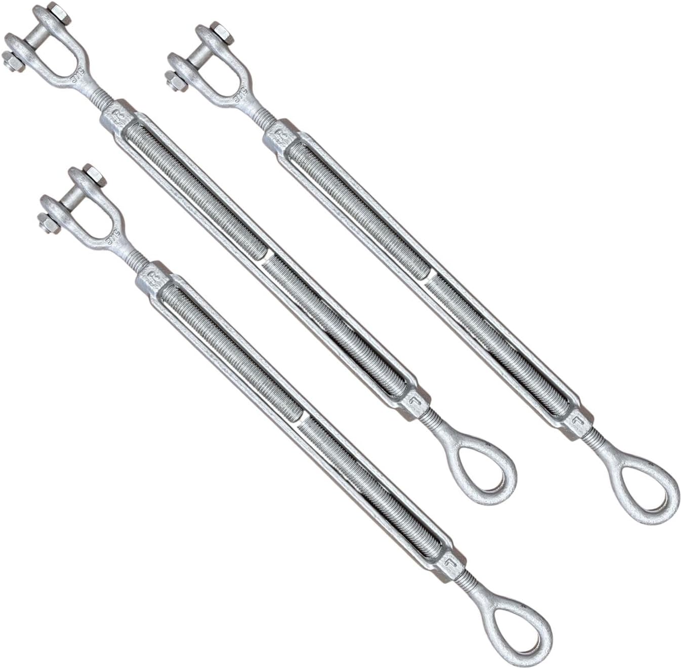 Turnbuckles Drop Forged/Hot Dipped Galvanized Steel Turnbuckles Eye Jaw (1/4"x4" Eye/Jaw Turnbuckle, 10 pk Turnbuckles)