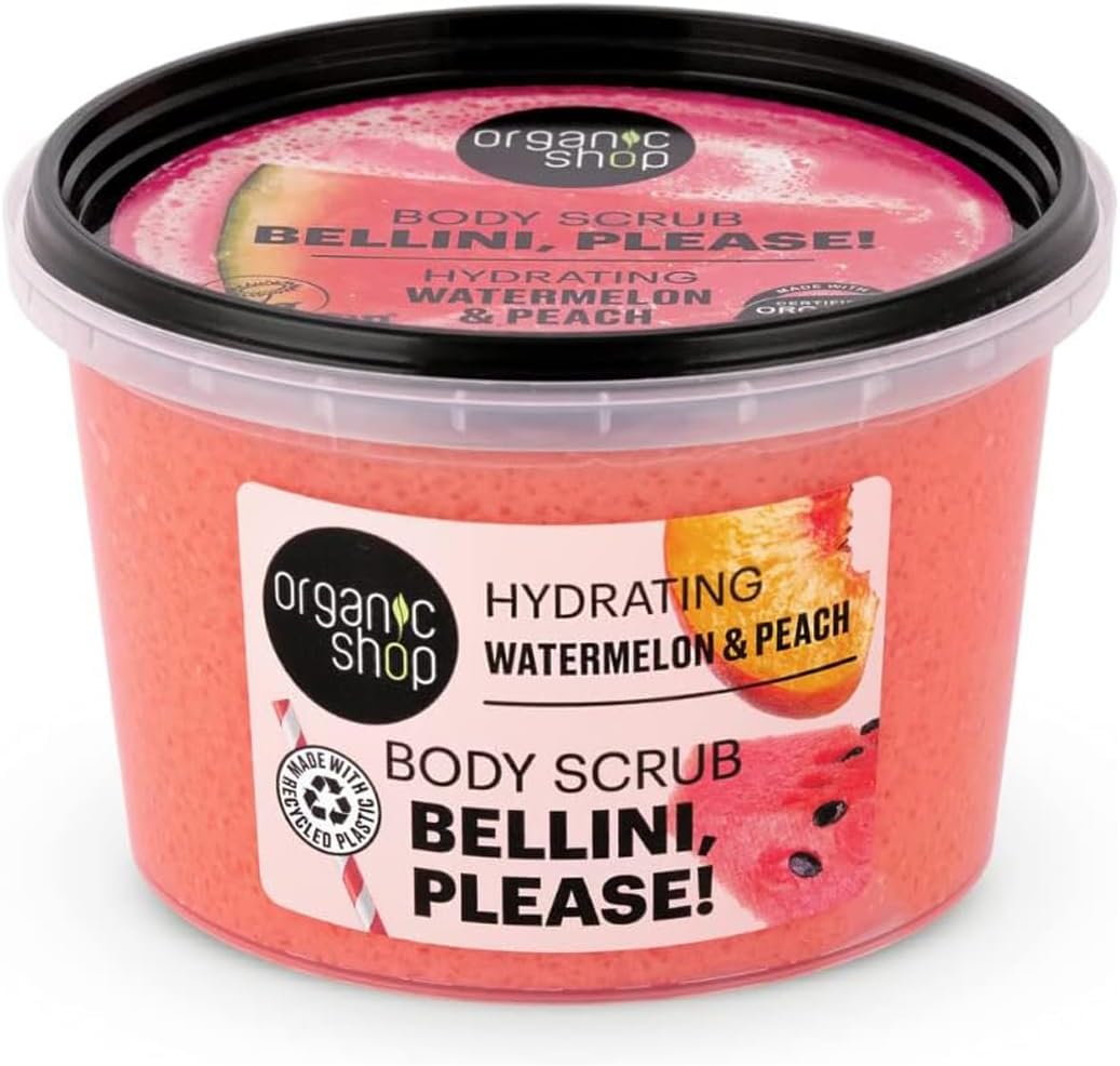 Organic Shop 250ml Body Scrub Hydrating Bellini Please Watermelon & Peach