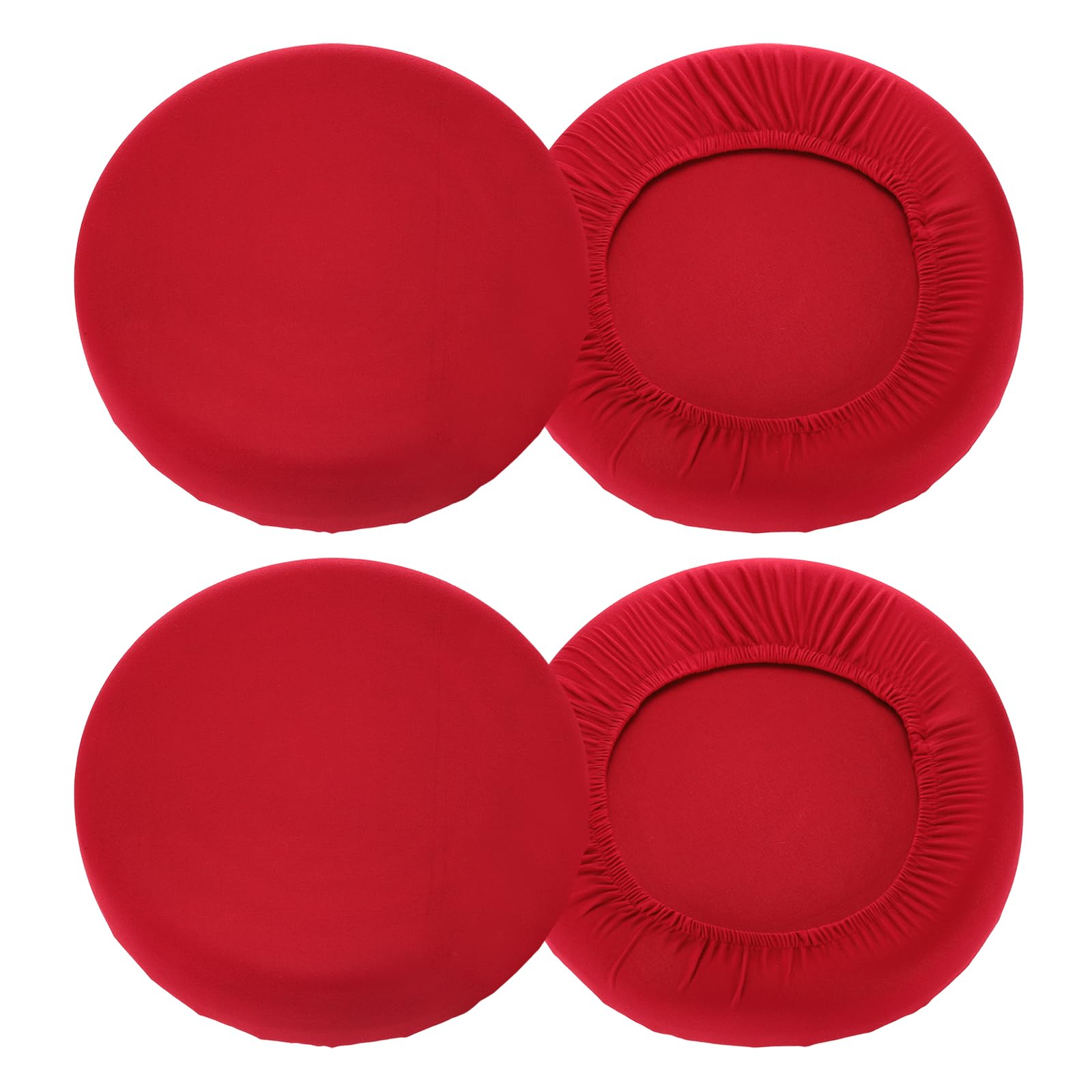 Photo 1 of uxcell 4 Pack Stool Covers Round, 16-18 Inch Bar Stool Covers Washable Dustproof Slipcover Seat Cushion with Elastic for Bar Kitchen Living Room Decor, Red