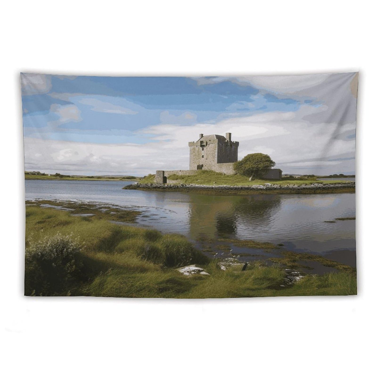 LDGSUPH View of The Dunguaire Castle Tapestry Wall Hanging Decor Anti-fading Aesthetic Wall Tapestries Fashion Wall Blanket Decor Modern Wall Art Tapestry for Bedroom Home Decor 60"x90"
