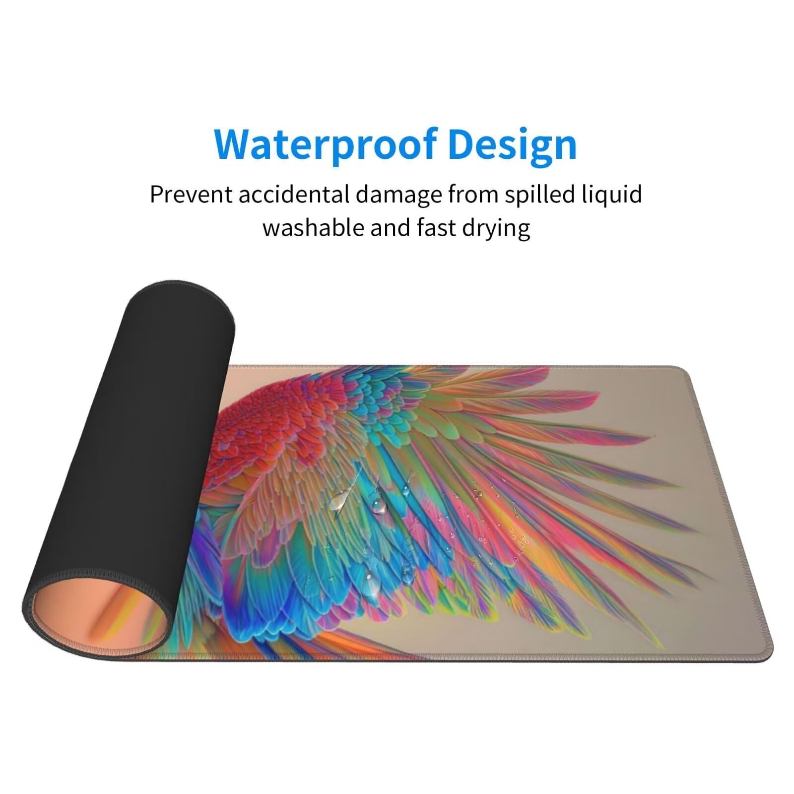 Tappetino Mouse, Tappetino Mouse Gaming Grande XXL 1500x800x3mm Tappetino Scrivania Mouse Pad, Base in Gomma Antiscivolo, Bordi Cuciti,Lavabile, Mousepad per Ufficio e Gaming (Parrot colorato) R-78
