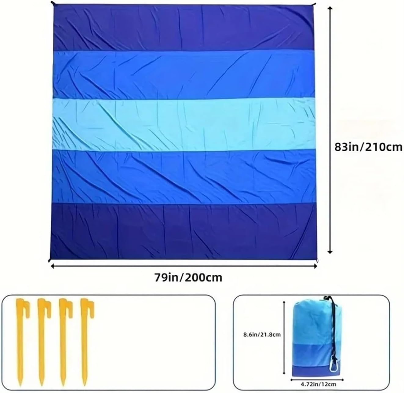 200 * 200cm Beach Blanket - Sandproof Perfect for Outdoor Picnics, Camping, Hiking & Travel Includes Carry Bag