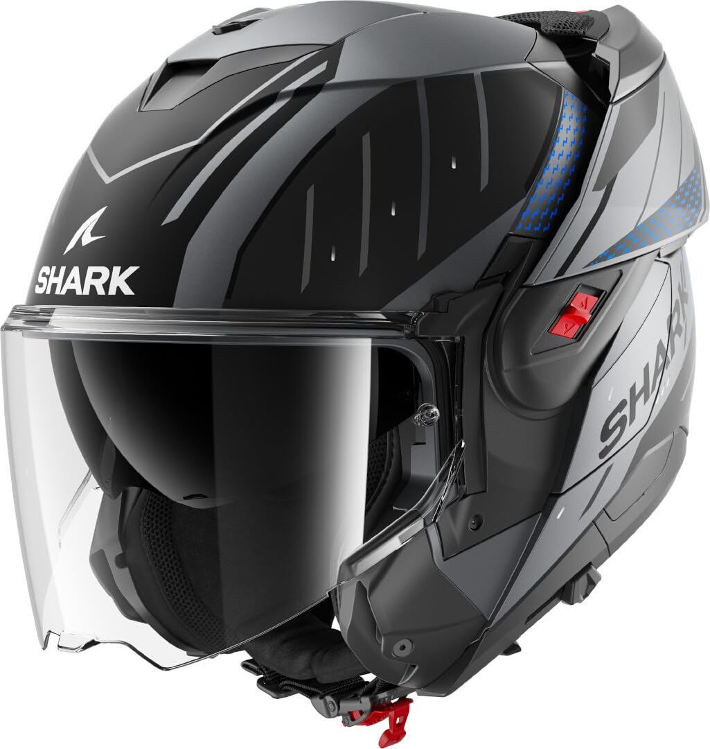 SHARK, Casque Moto Modulable OXO RYDGER Anthracite Blue Black ABK, XL