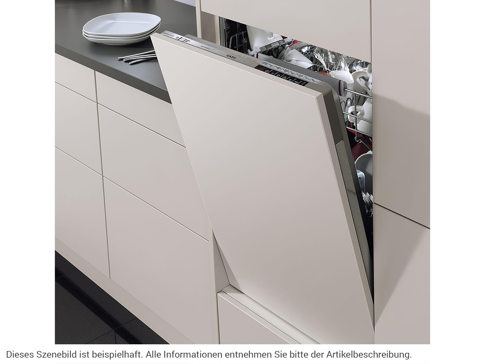 AEG Vollintegrierbarer Einbaugeschirrspüler mit AirDry-Technologie und AutoSense, Edelstahl, 10.5 Liter Wasserverbrauch, 44 dB, 5 Programme, Hocheinbau geeignet