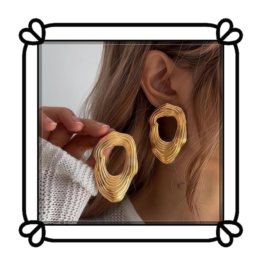 Boucles d'oreilles vintage gold statement au fini texturé haut de gamme