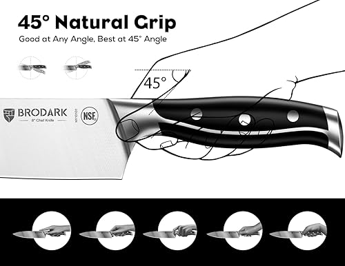 Miniatura 6 de BRODARK Juego de cuchillos de cocina con bloque, juego de cuchillos de chef profesional de espiga completa de 15 piezas con afilador de cuchillos,