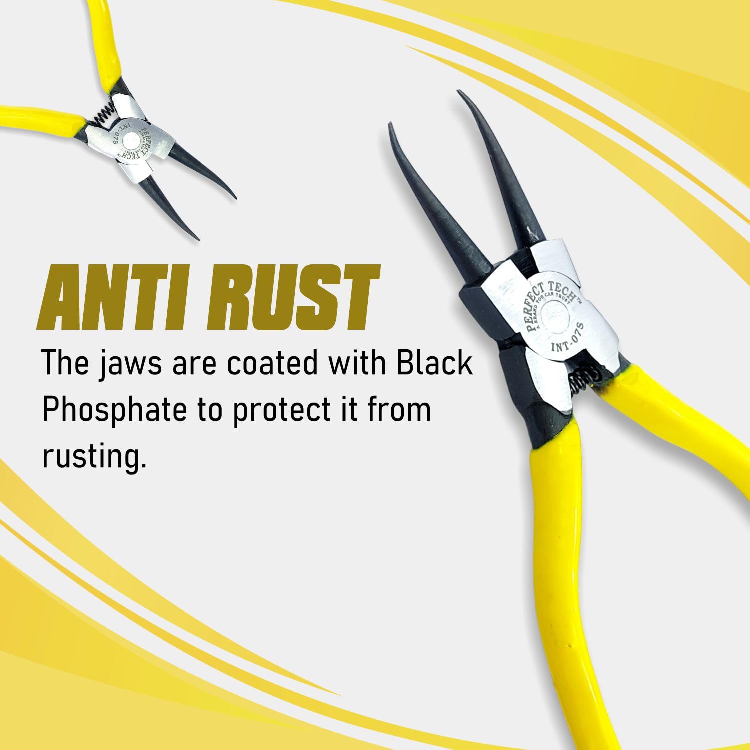 PERFECT TECH Heavy Duty Internal Straight Circlip Plier INT-07S (175mm) | Professional Snap Ring Pliers for Bearing, Gear, Shaft & Automotive Repair 2
