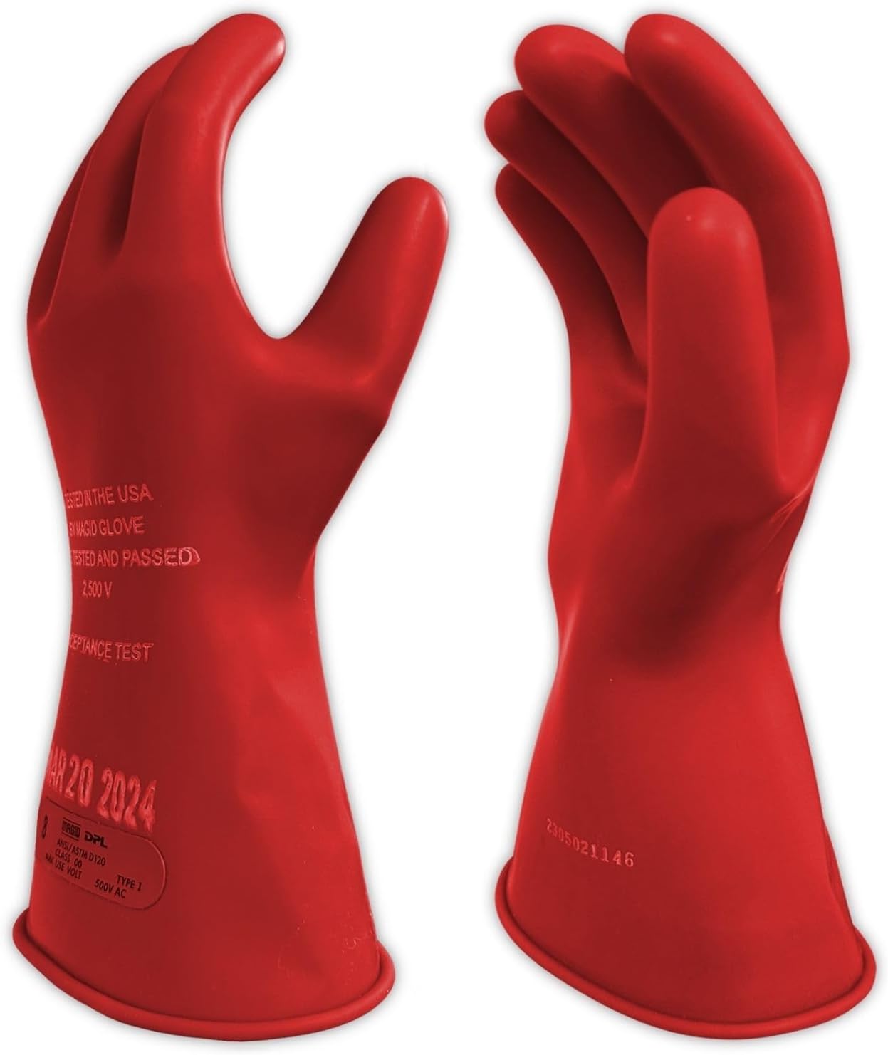 MAGID Rubber Insulating Electrical Safety Gloves, Class 0 ASTM Compliant