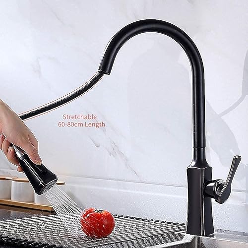 Miniatura 10 de Grifos de cocina grúa dorada cepillada para mezclador de agua de cocina, grifo mezclador de fregadero negro