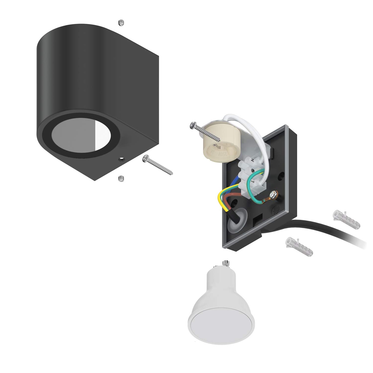 2x ALSE Wandleuchte Außen - Anthrazit Aluminium Downlight Mit GU10 LED