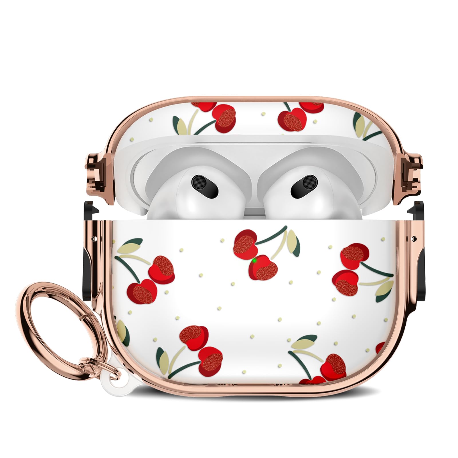 for Apple Airpods 3rd Generation Case Cover, Protective TPU Soft Cases Cover Rugged for Airpods 3rd Case Cover, Shockproof for Airpods 3 Case Men Women with Keychain,Cherry Dot