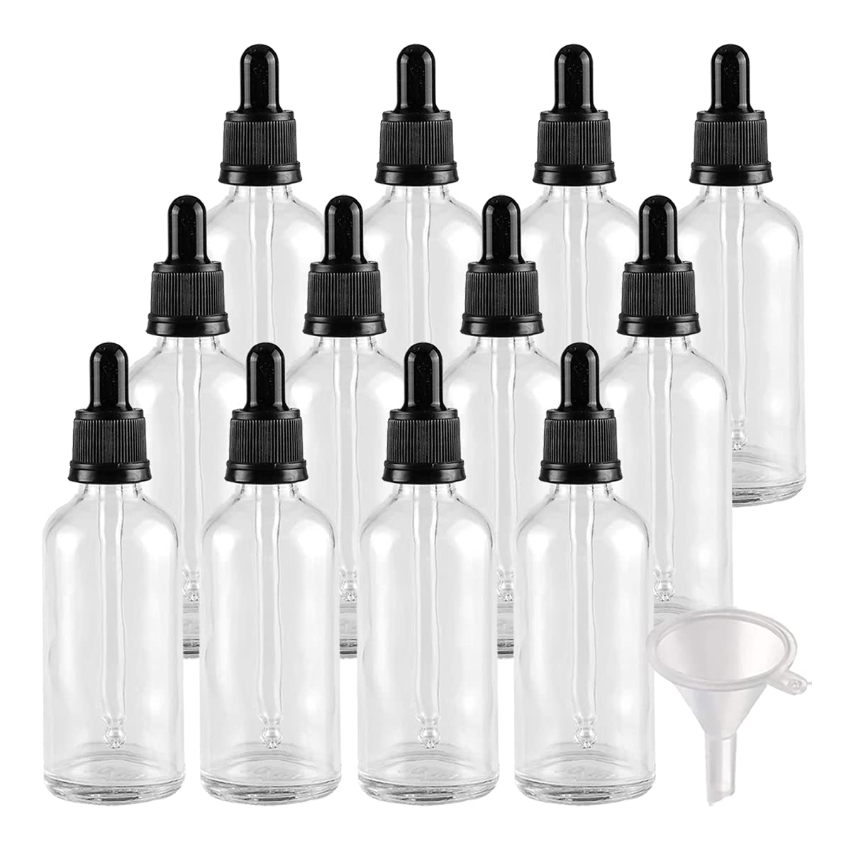 24 Piezas Transparente Frasco Cuentagotas Cristal 100ml con Cierre a Prueba de Manipulaciones , Botellas Cuentagotas Vacío con Pipeta de Vidrio, para Aromaterapia Aceites Esenciales