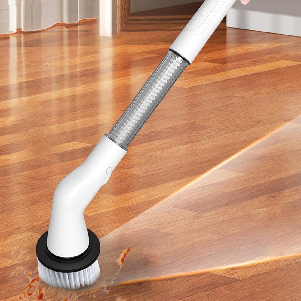 Fregadora Giratoria Eléctrica, Cepillo De Limpieza Eléctrico, Fregadora De Baño Inalámbrica, Fregadora De Ducha Recargable Con 5 Cabezales De Cepillo Reemplazables For Limpieza De Cocina Y Baño