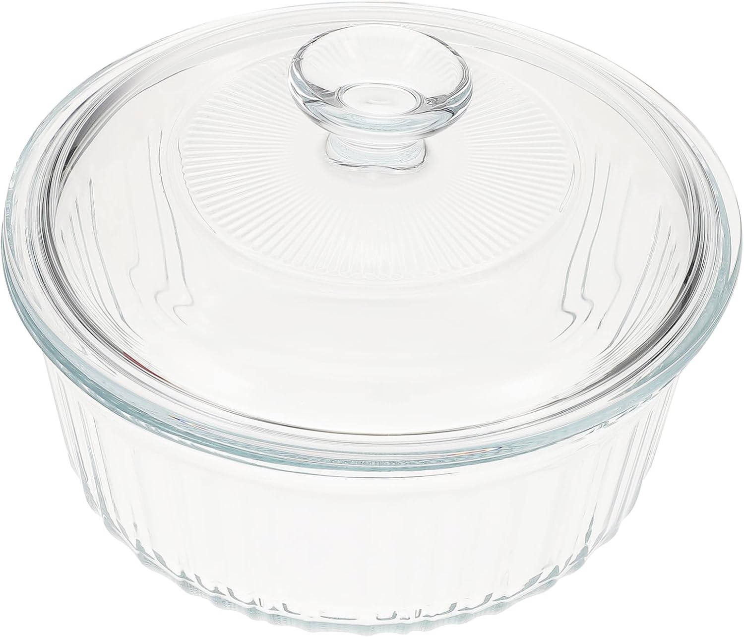 MAGICLULU Glass Casserole Dish Set with Lid Round Clear Bakeware for Soups and Stews Sealing Glass Lid for Flavor Preservation Easy to Clean for Families