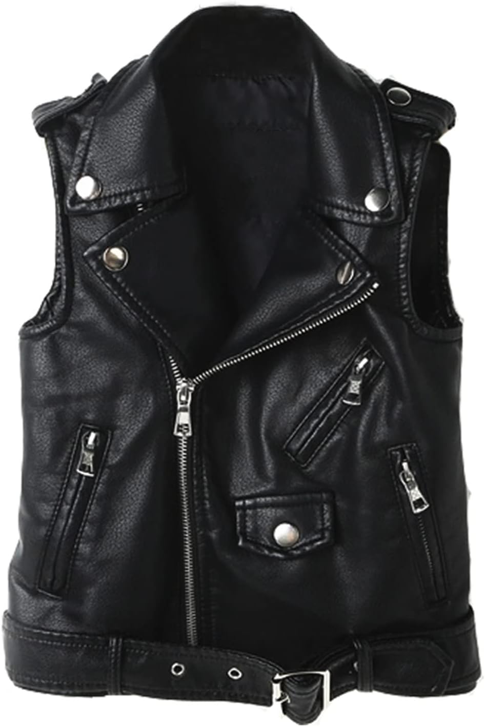 Kids Boys Girls Womens Faux Leather Motorcycle Vest Joker Style Biker Parent-Child Matching Dress Coat 3+Years