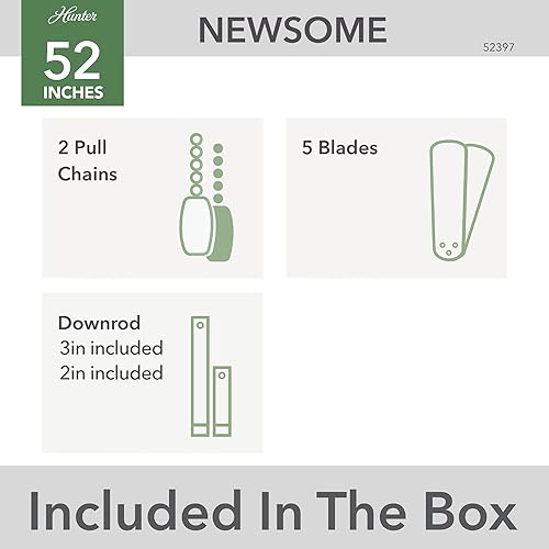 Miniatura 5 de Hunter Fan Company 52397 Newsome - Ventilador de techo, color negro mate