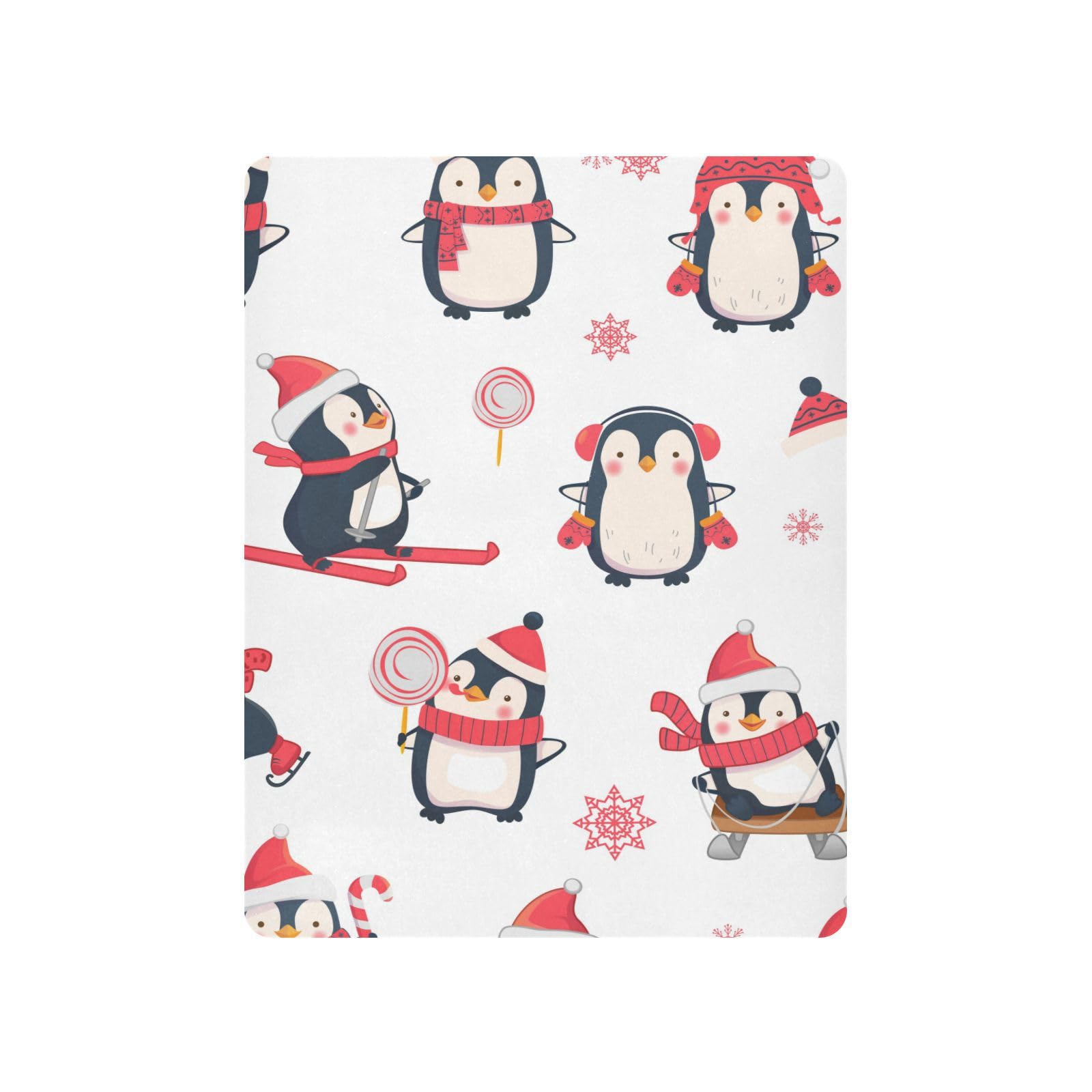 Moudou Christmas Penguin Playard Sheet for Boy Girls, Soft Breathable Fitted Toddler Sheet for Standard Playard Bed Mattress, 39 x 27 x 5 Inch