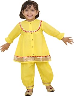 LITTLE GINNIE Cotton Salwar Suit Set for Baby Girls - Red Ethnic Wear Dress, Traditional Coord Set for Kids Price In India