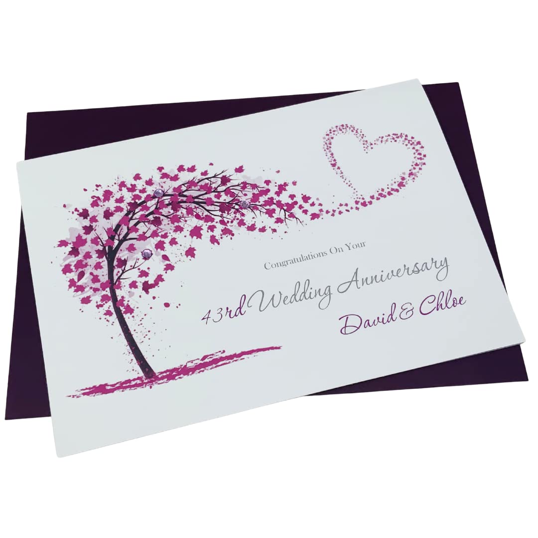 43rd Wedding Anniversary Card Personalised 43 Years – SH 43