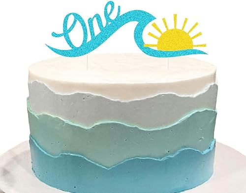 Wave One - Suministros para fiesta de cumpleaños, decoración de pastel de olas de surf para decoración de fiesta de olas (una)