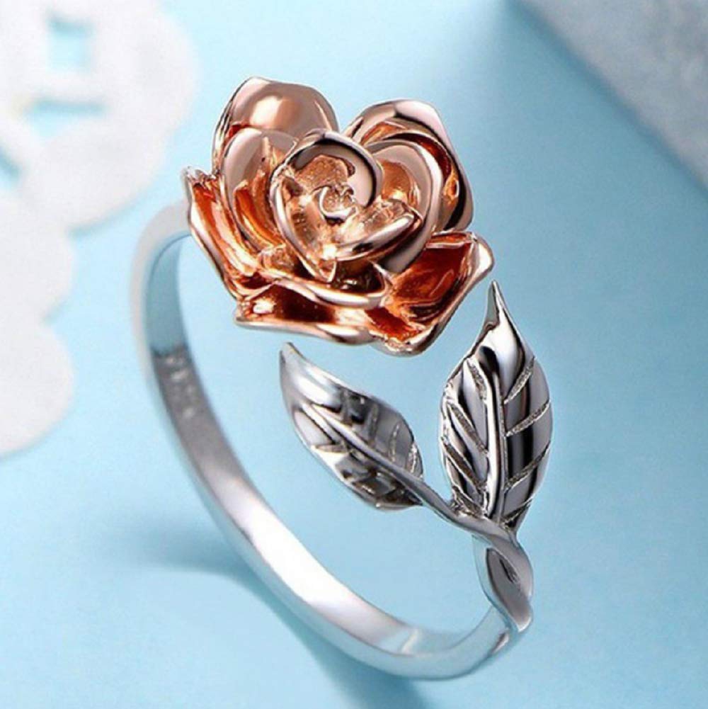 Amazon.com: Lzz Women's 925 Sterling Silver Ring Rose Gold Rose